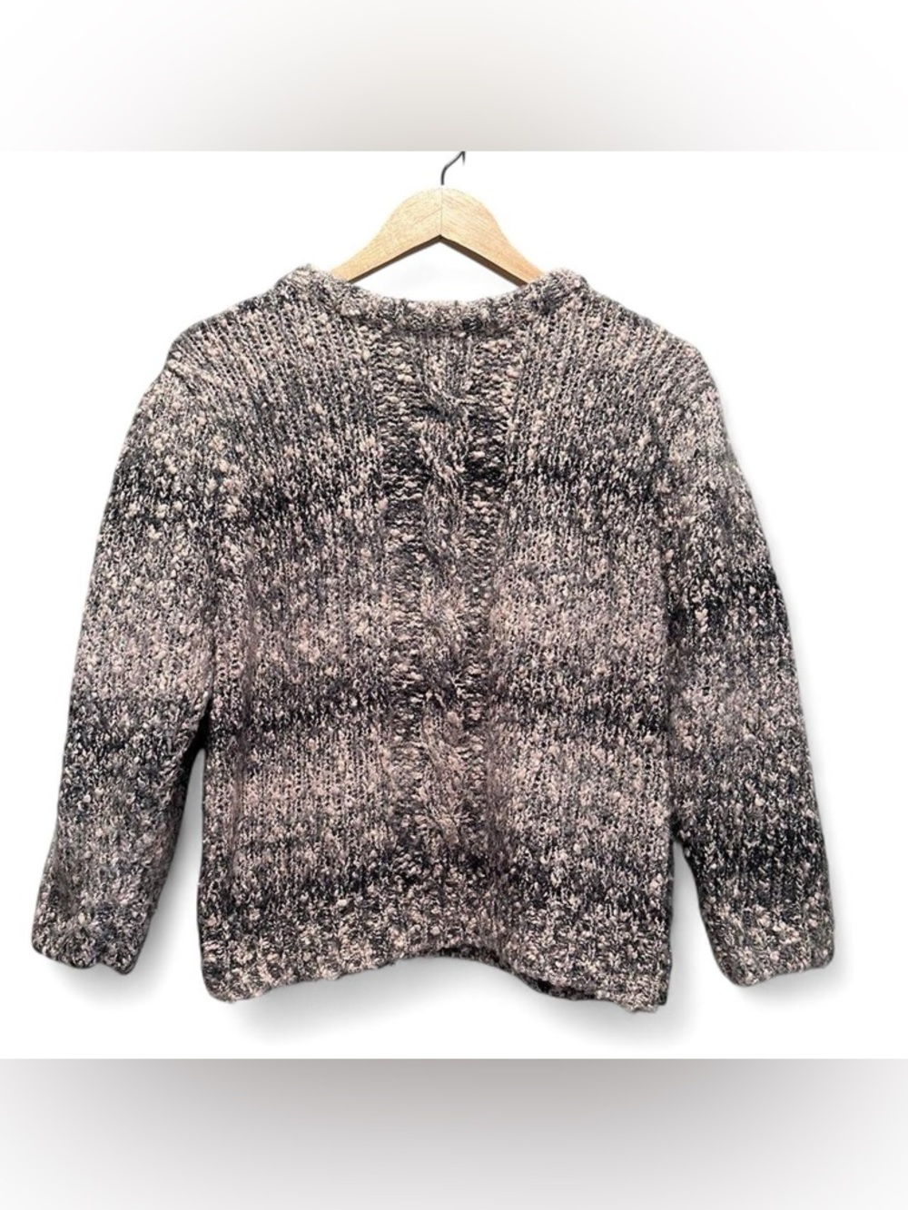 Vintage 90s Honors Marled Cable Knit Sweater Gray‎ Cozy Cropped